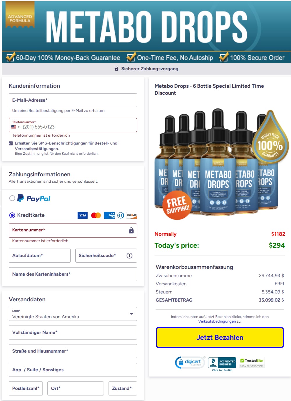 Metabo Drops Check Out Page